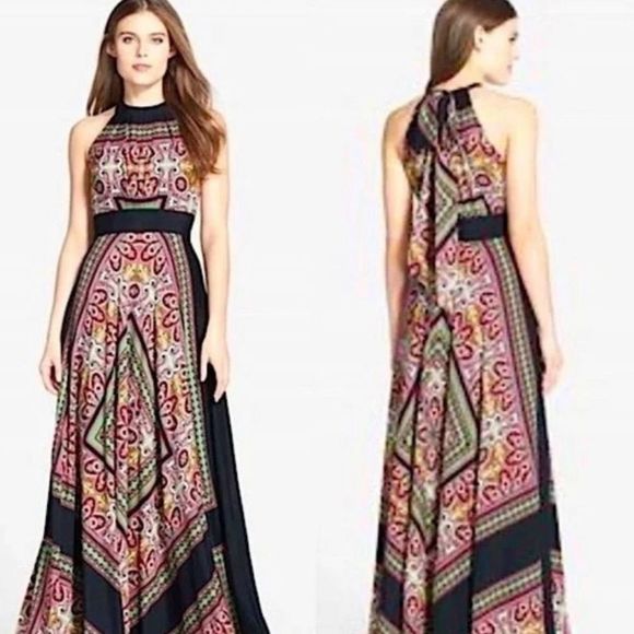Eliza J Dresses & Skirts - Eliza J Boho Maxi Halter Scarf Tie Dress Size 10